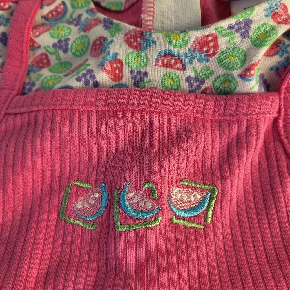 NWT Vintage Size 6-9 Month Pink Baby Girl Healthtex Romper Watermelon Kiwi